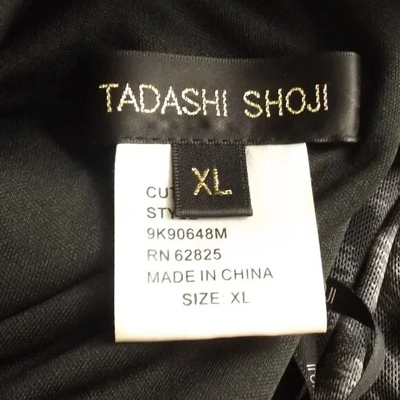 TADASHI SHOJI Evening Dress, XL, Grey Animal Print, Jeweled One Shoulder, Ruched - Picture 12 of 15